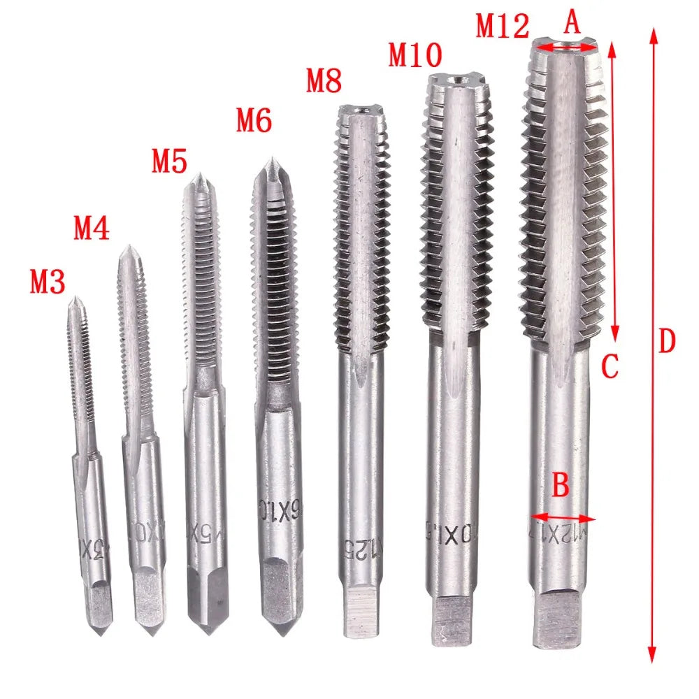 7PCS M3-M12 HSS Metric Tap Set