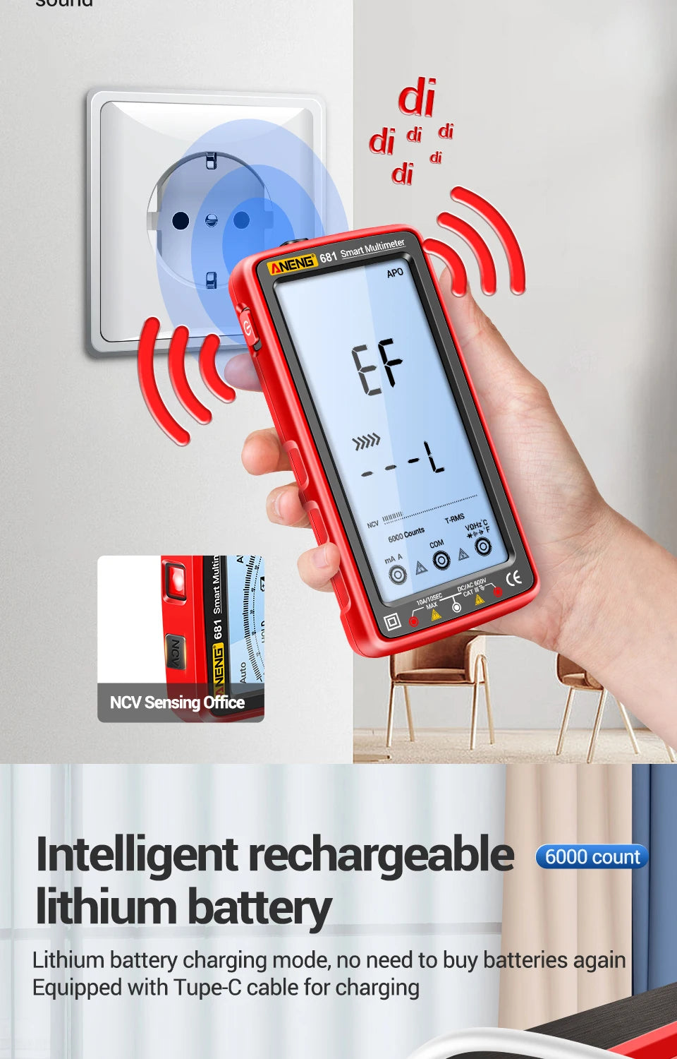ANENG 681 Rechargeable Digital Multimeter