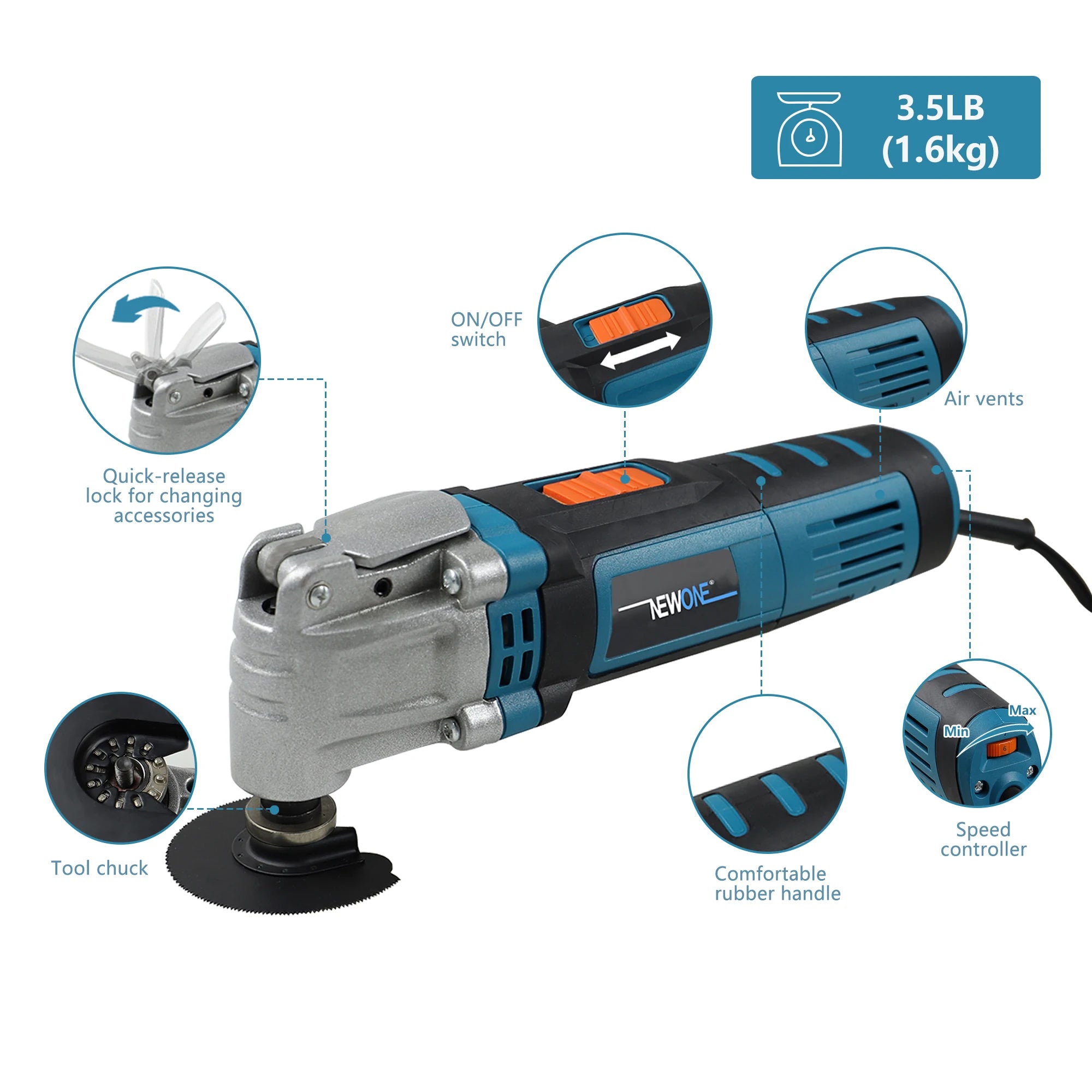600W Quick-Change Oscillating Multi-Tool – 120V/230V Electric Saw