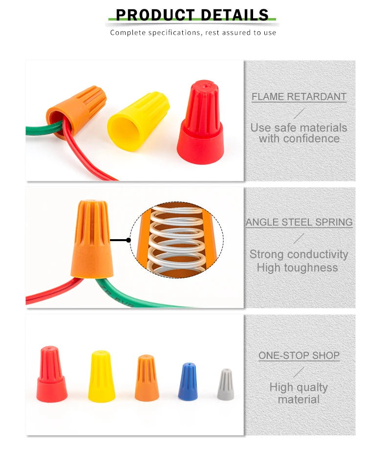 50PCS Colorful Electrical Wire Connectors – Insulated Crimp Twist Nuts