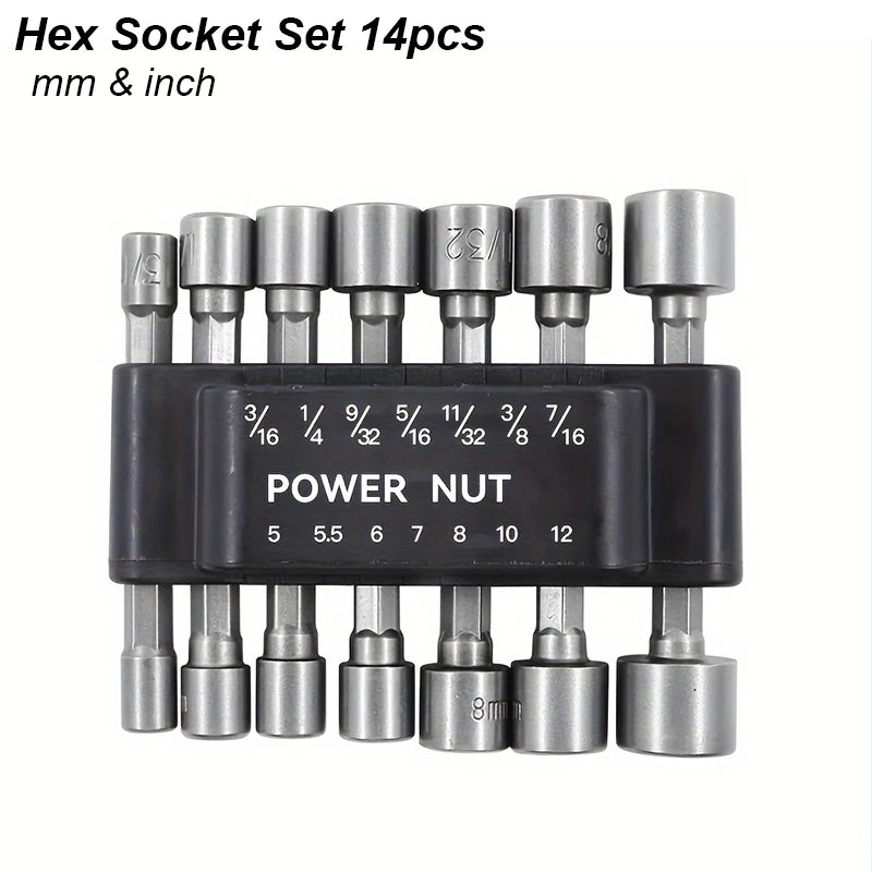 Hexagon Socket Screw Bolt Driver Wrench Adapter Set