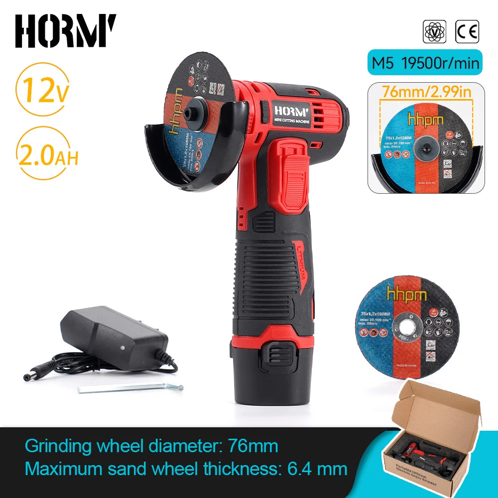 12V Handheld Circular Saw – Red Mini Cutting Machine with Disc