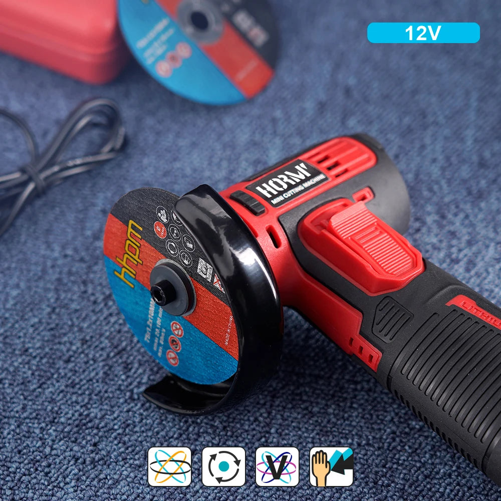 12V Handheld Circular Saw – Red Mini Cutting Machine with Disc