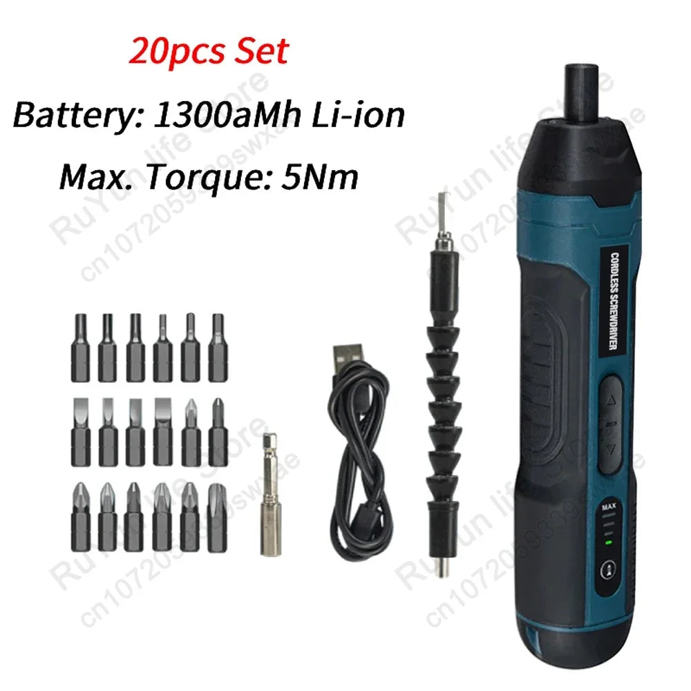 Mini Cordless Electric Screwdriver – 3.6V Rechargeable with Bits Set