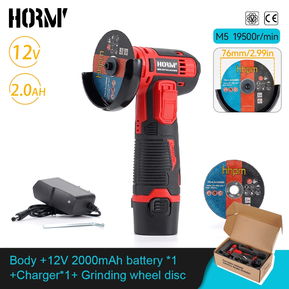 12V Handheld Circular Saw – Red Mini Cutting Machine with Disc