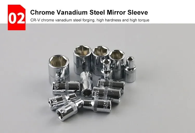 46-Piece 1/4-Inch Car Repair Socket & Wrench Tool Kit