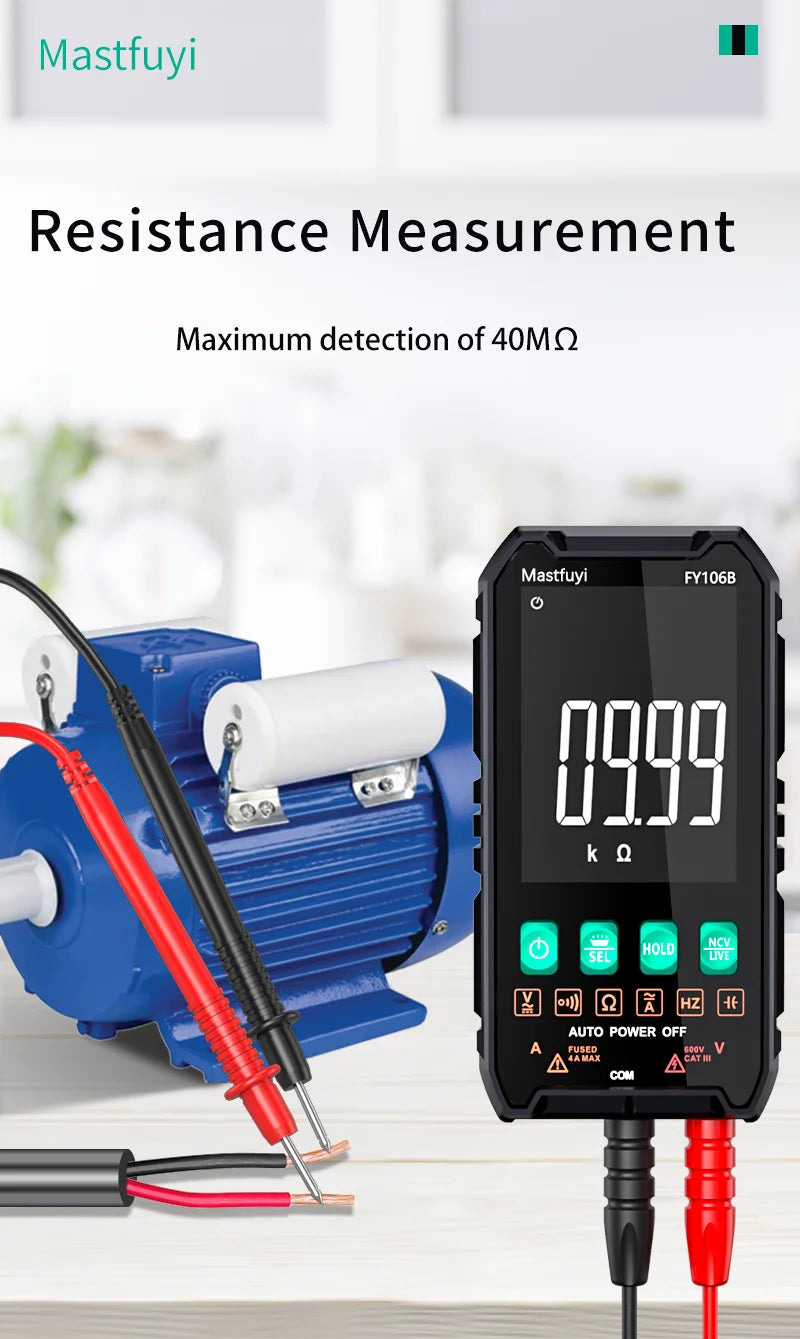 MASTFUYI Digital Multimeter – True RMS Auto-Range Volt/Amp/Ohm Tester