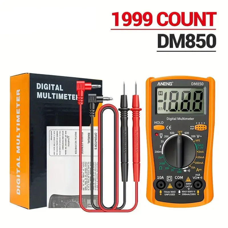 DM850 Digital Multimeter – AC/DC Voltage, Ohm, Current Tester