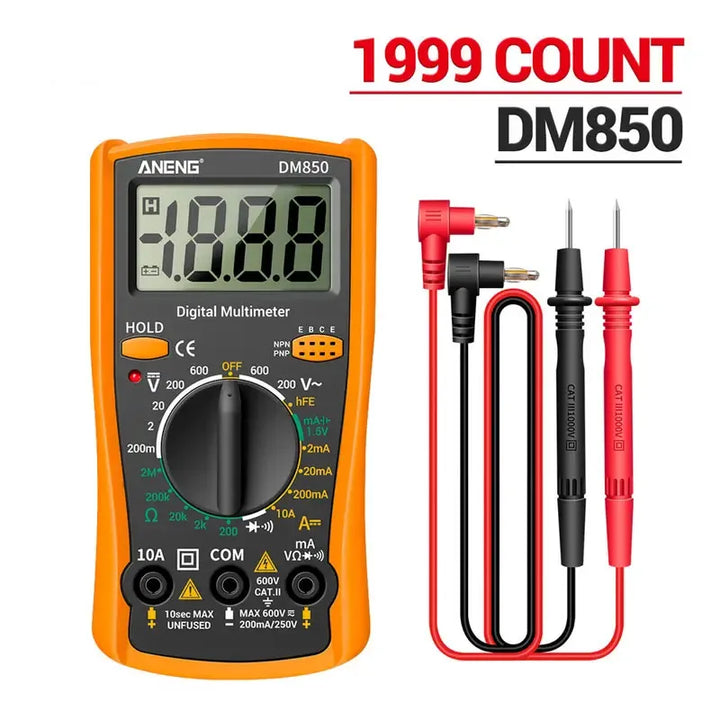 DM850 Digital Multimeter – AC/DC Voltage, Ohm, Current Tester