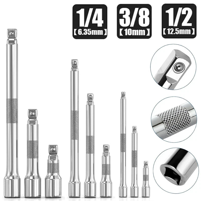 1/4" 3/8" 1/2" Drive Extension Bar Set