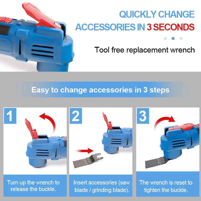 HERZO 20V Cordless Brushless Oscillating Multi-Tool – Cutting, Scraping, Sanding