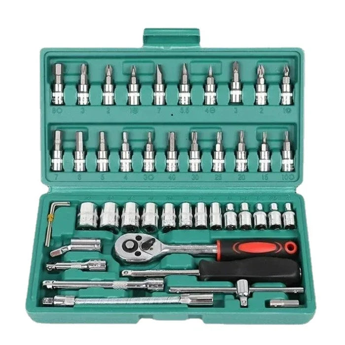 46-Piece 1/4-Inch Car Repair Socket & Wrench Tool Kit