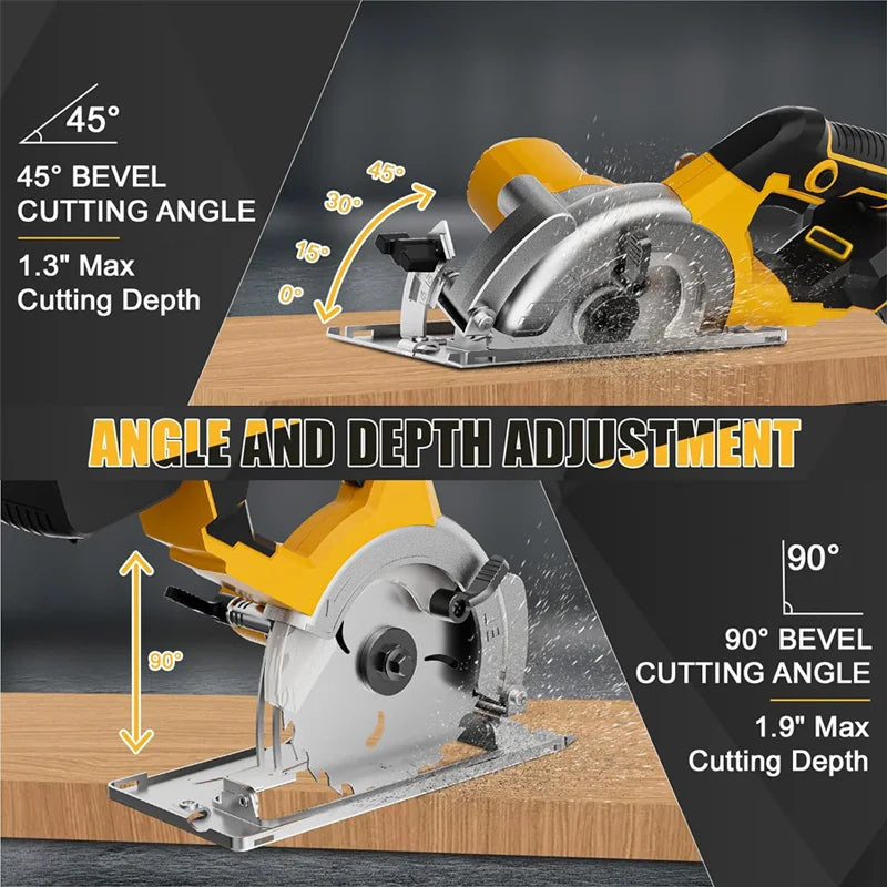 EGOD 5-Inch Brushless Circular Saw – Cordless, Fits Dewalt 20V Battery