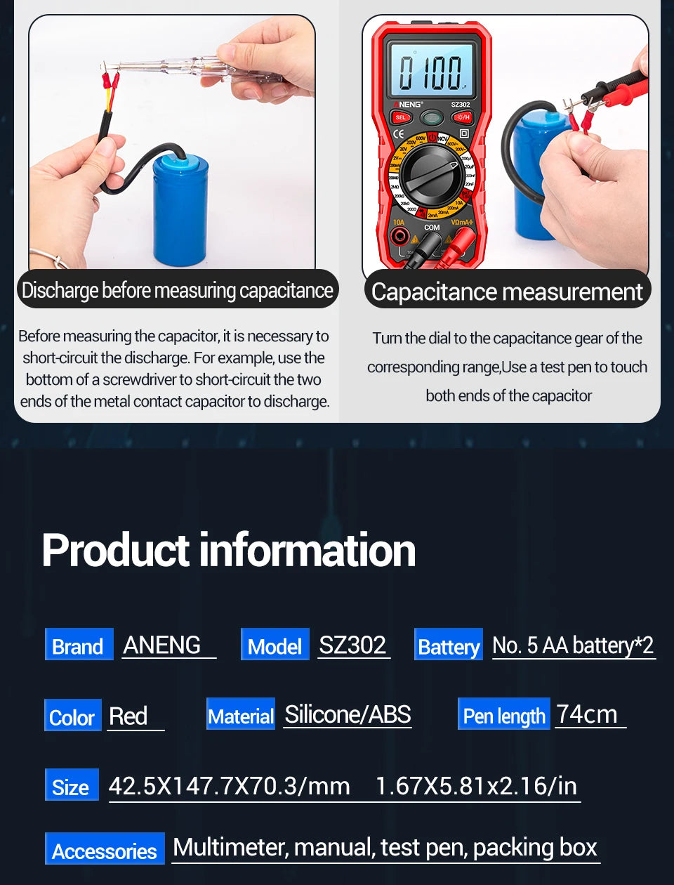 ANENG SZ302 LCD Digital Multimeter
