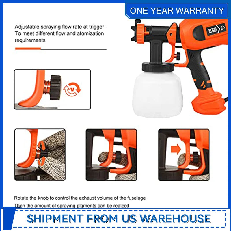 Prostormer 750W HVLP Paint Sprayer Electric Spray Gun