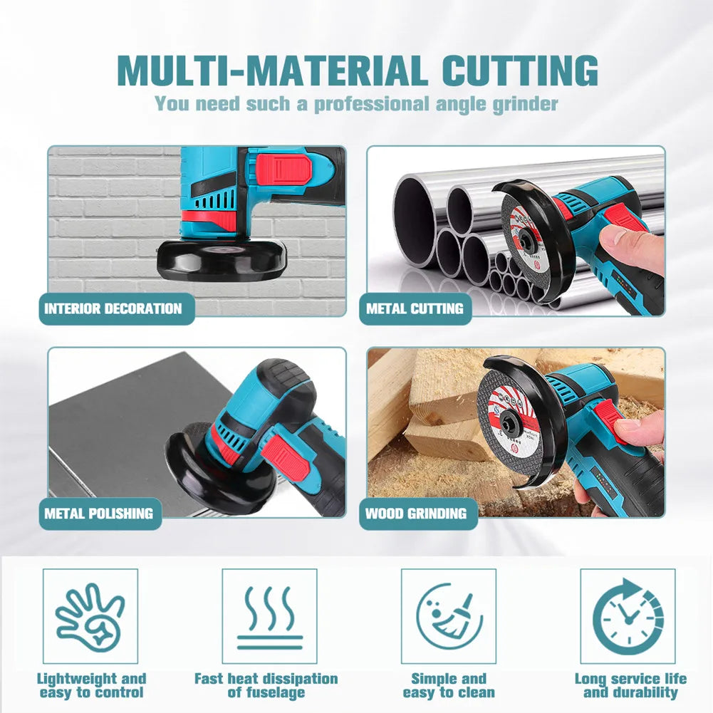 12V Cordless Angle Grinder – 19,500RPM Cutting & Polishing Tool
