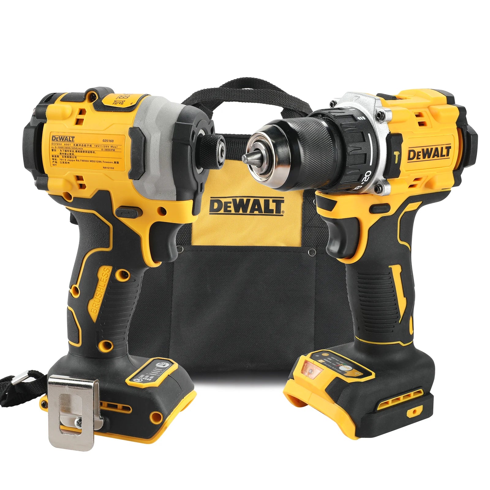 DeWalt DCF805 DCD850 Brushless Cordless Electric Screwdriver & Impact Drill Combo Kit