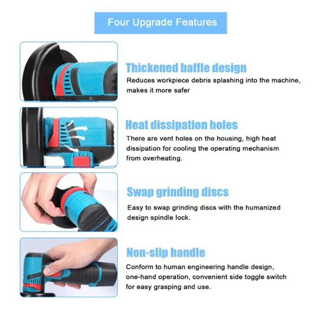 12V Cordless Angle Grinder – 19,500RPM Cutting & Polishing Tool