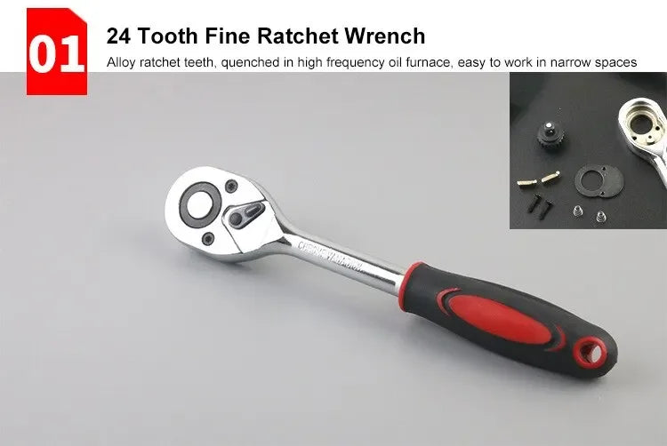 46-Piece 1/4-Inch Car Repair Socket & Wrench Tool Kit