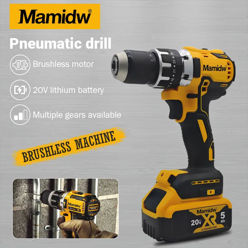 13mm Brushless Cordless Impact Drill – 20V, Fits Dewalt Battery