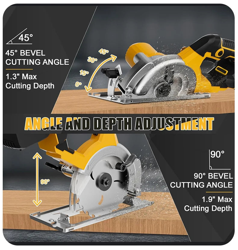 EGOD 5-Inch Brushless Circular Saw – Cordless, Fits Dewalt 20V Battery