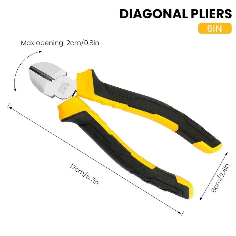 3PCS Pliers Set – 8" Wire Pliers, 6" Needle Nose & Diagonal Cutting Pliers