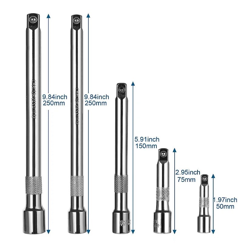 1/4" 3/8" 1/2" Drive Extension Bar Set