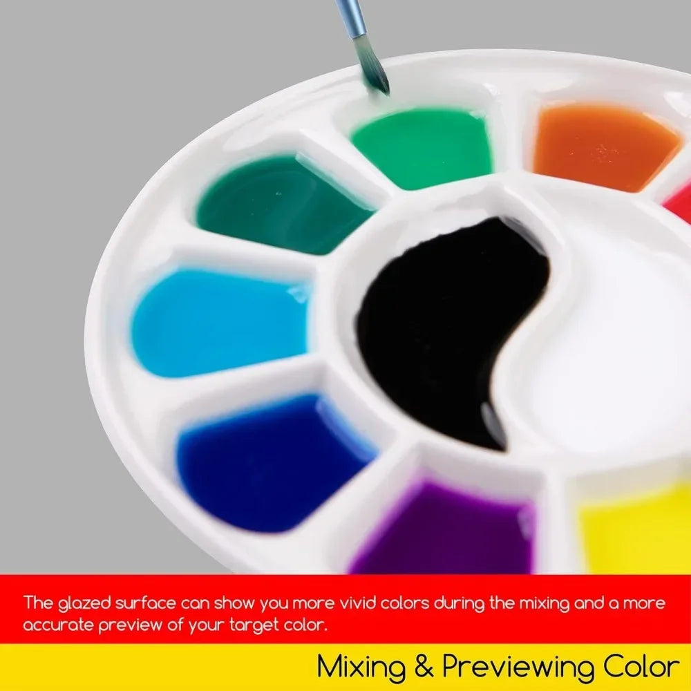 12-Well Round Porcelain Watercolor Palette