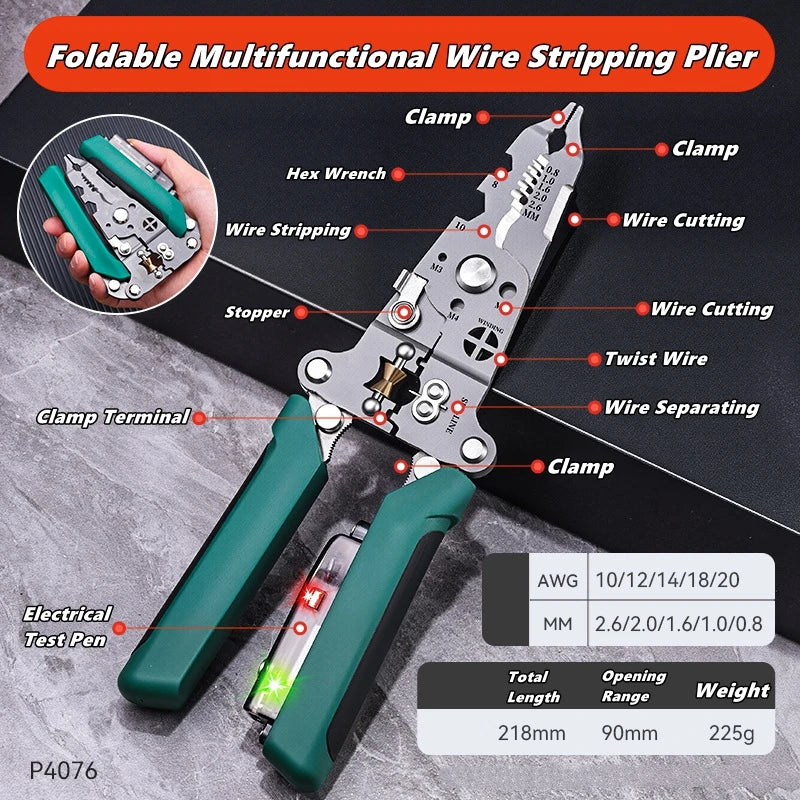 Multifunctional Wire Stripper Tool with Electrical Test Pen