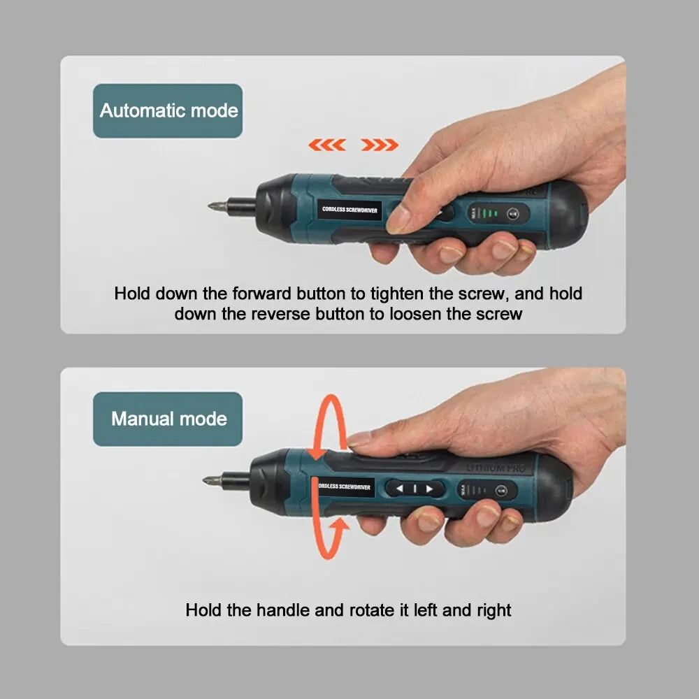 Mini Cordless Electric Screwdriver – 3.6V Rechargeable with Bits Set