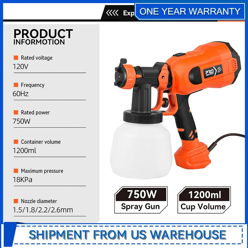 Prostormer 750W HVLP Paint Sprayer Electric Spray Gun