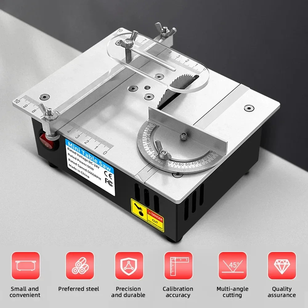 96W Mini Bench Table Saw – Adjustable DIY Woodworking Cutter