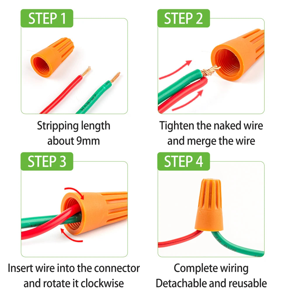 50PCS Colorful Electrical Wire Connectors – Insulated Crimp Twist Nuts
