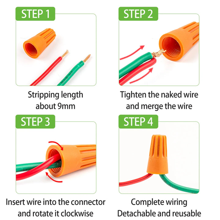 50PCS Colorful Electrical Wire Connectors – Insulated Crimp Twist Nuts