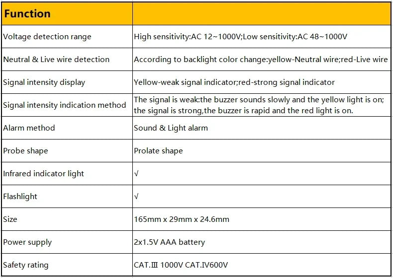 T-02A Non-Contact Voltage Detector – 12-1000V Smart Tester Pen