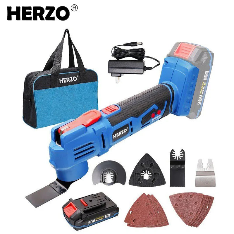 HERZO 20V Cordless Brushless Oscillating Multi-Tool – Cutting, Scraping, Sanding