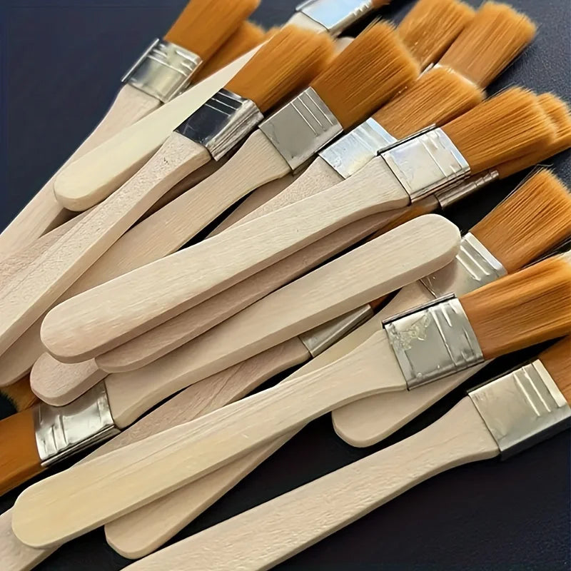 24/48/72 Pcs Nylon Paint Brushes with Short Wooden Handle