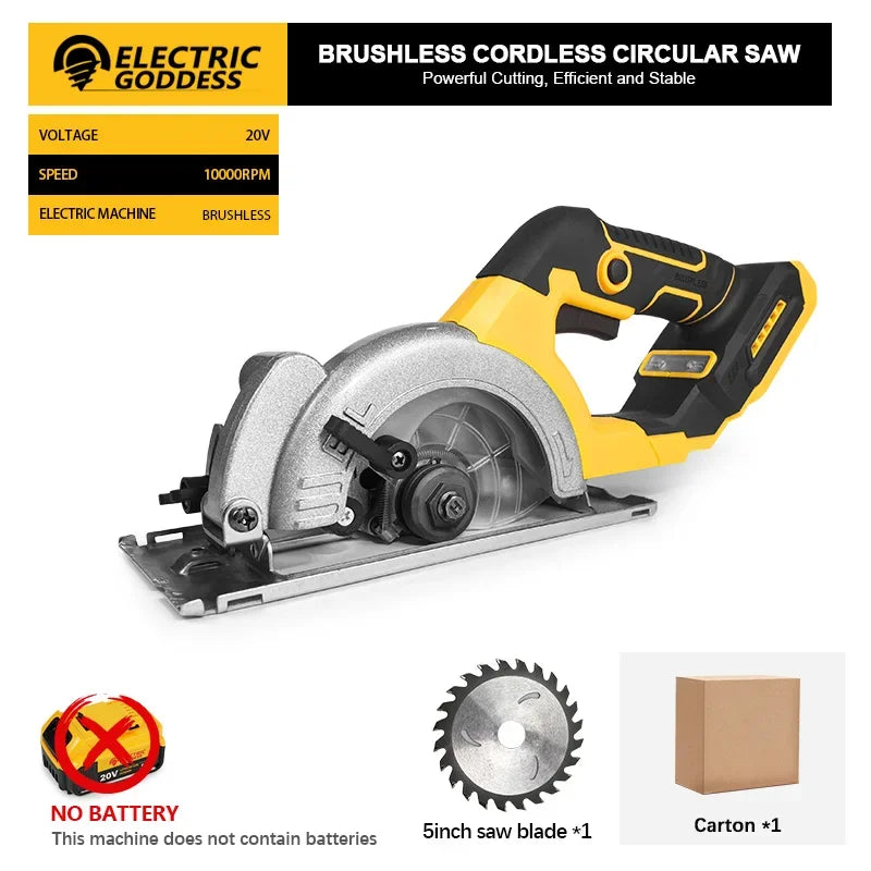 EGOD 5-Inch Brushless Circular Saw – Cordless, Fits Dewalt 20V Battery