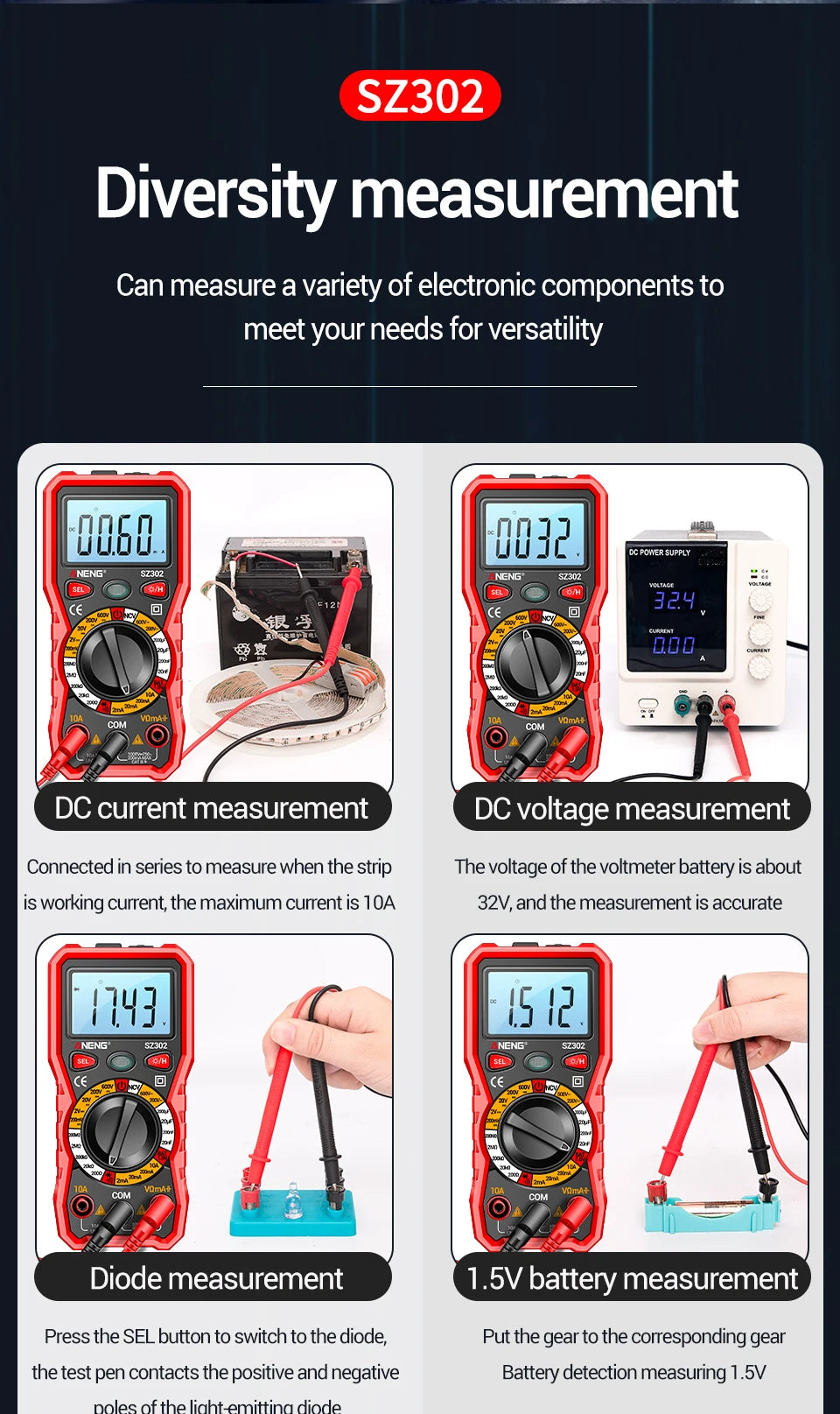 ANENG SZ302 LCD Digital Multimeter