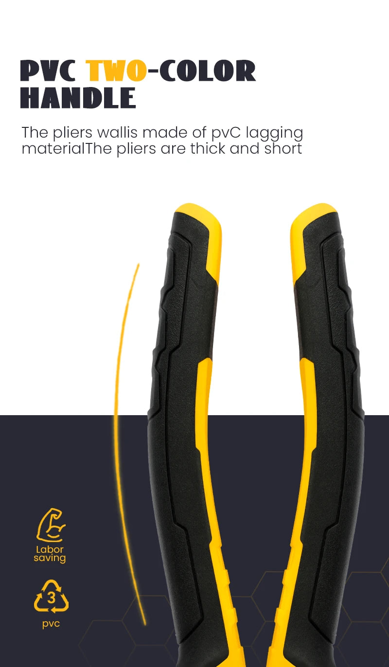 3PCS Pliers Set – 8" Wire Pliers, 6" Needle Nose & Diagonal Cutting Pliers