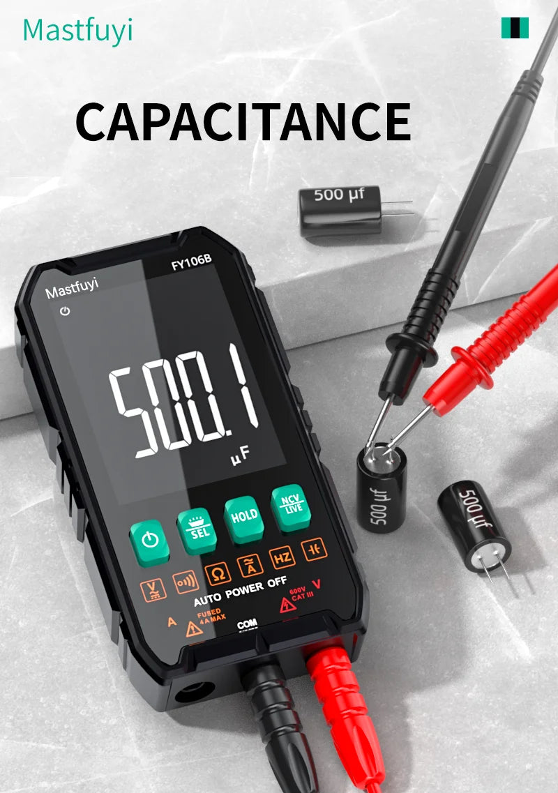 MASTFUYI Digital Multimeter – True RMS Auto-Range Volt/Amp/Ohm Tester