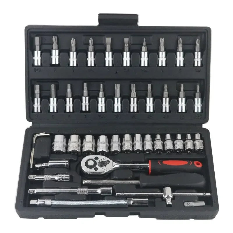 46-Piece 1/4-Inch Car Repair Socket & Wrench Tool Kit
