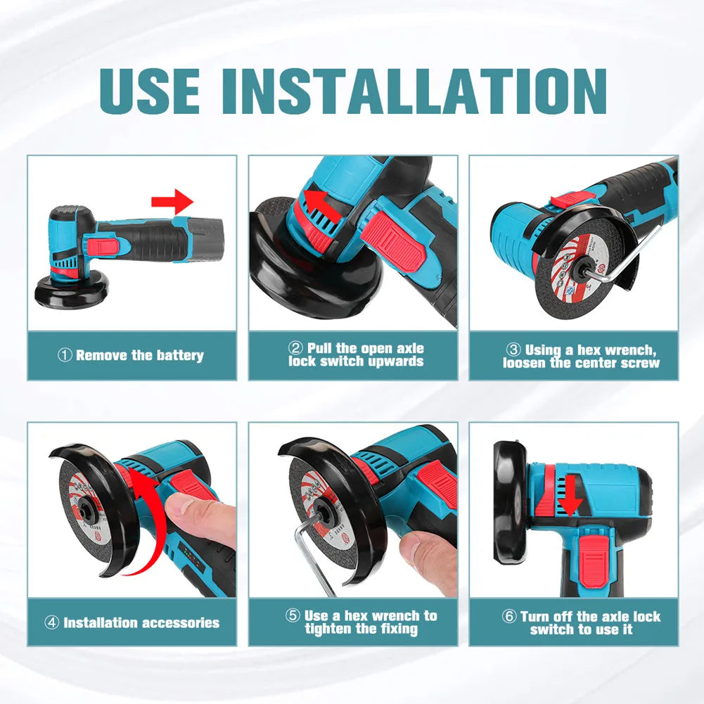 12V Cordless Angle Grinder – 19,500RPM Cutting & Polishing Tool