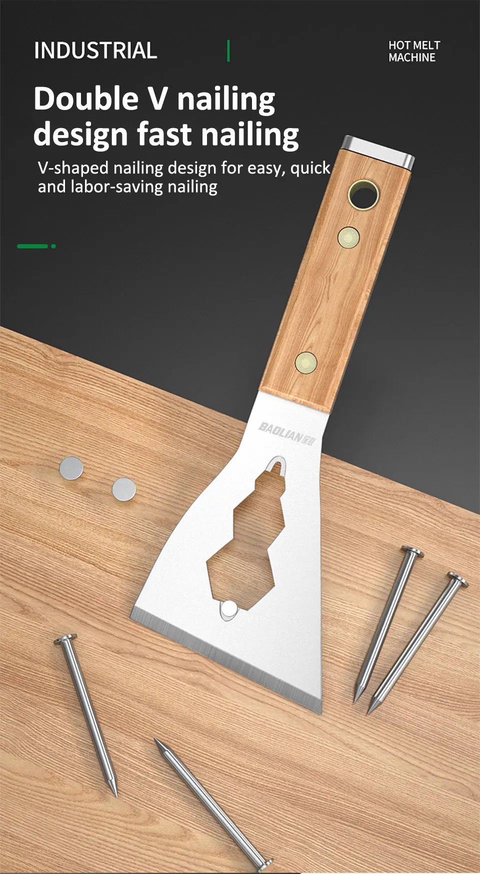 Stainless Steel Painter Scraper with Hammerhead