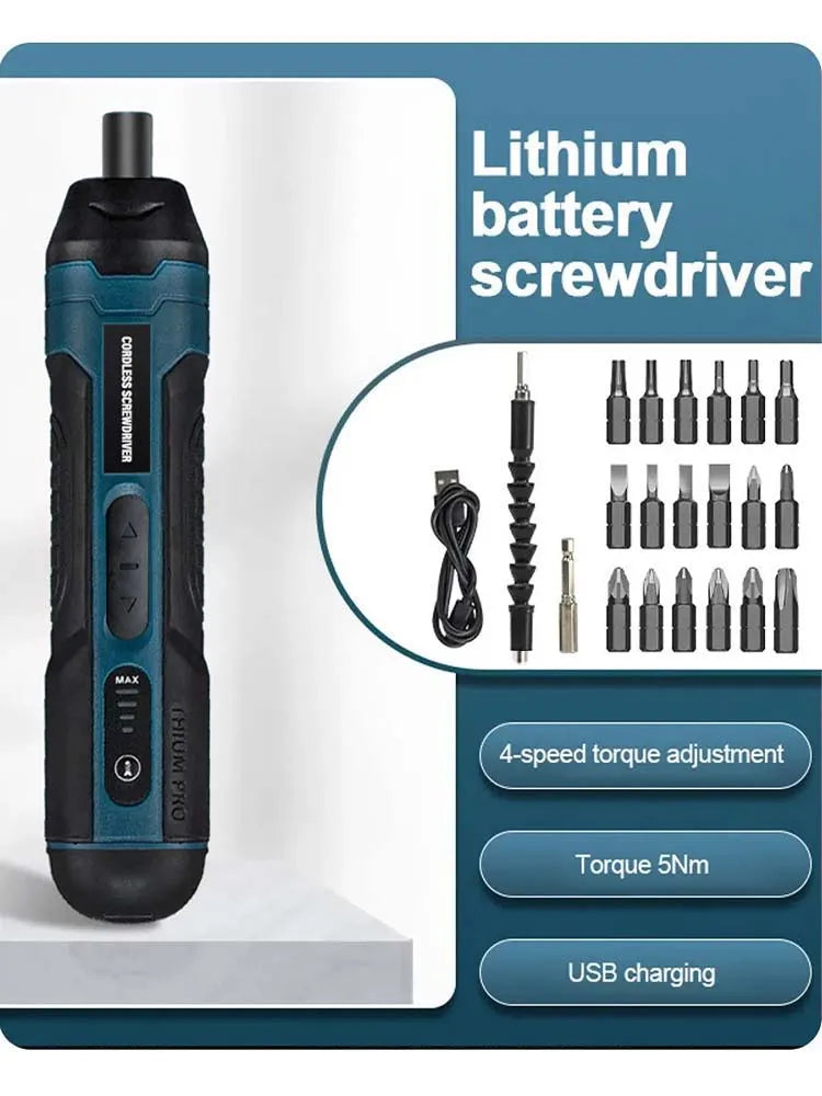 Mini Cordless Electric Screwdriver – 3.6V Rechargeable with Bits Set