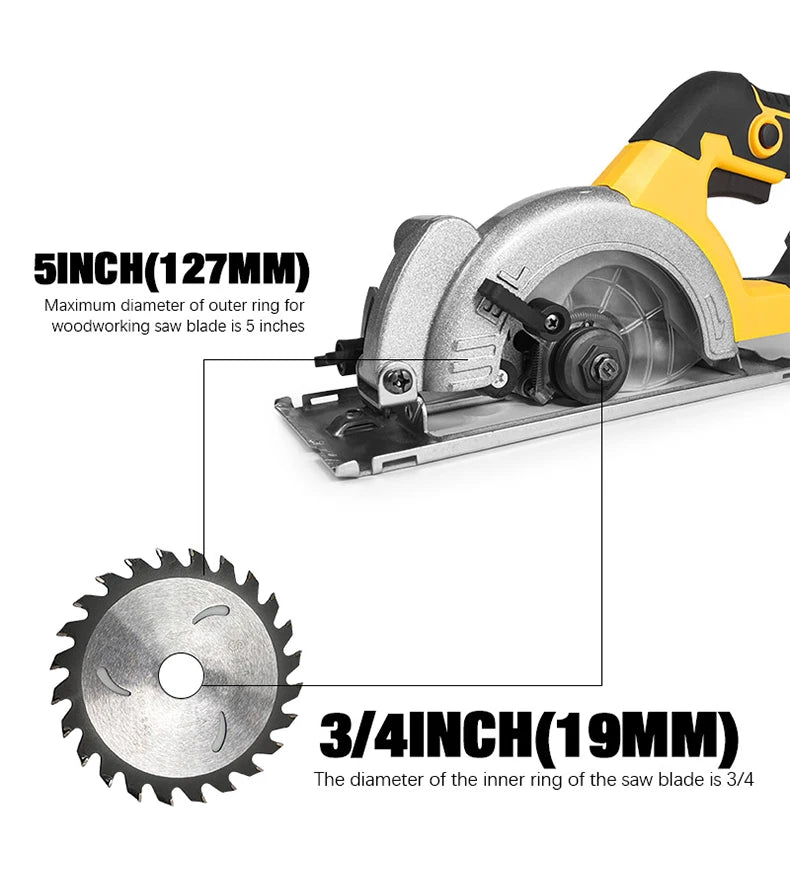 EGOD 5-Inch Brushless Circular Saw – Cordless, Fits Dewalt 20V Battery