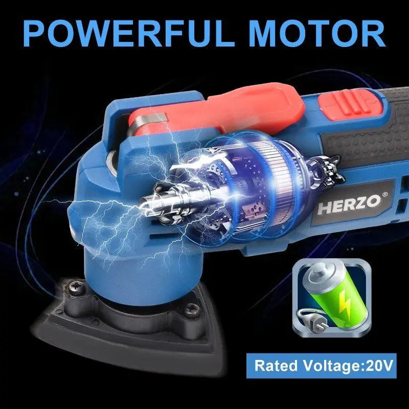 HERZO 20V Cordless Brushless Oscillating Multi-Tool – Cutting, Scraping, Sanding
