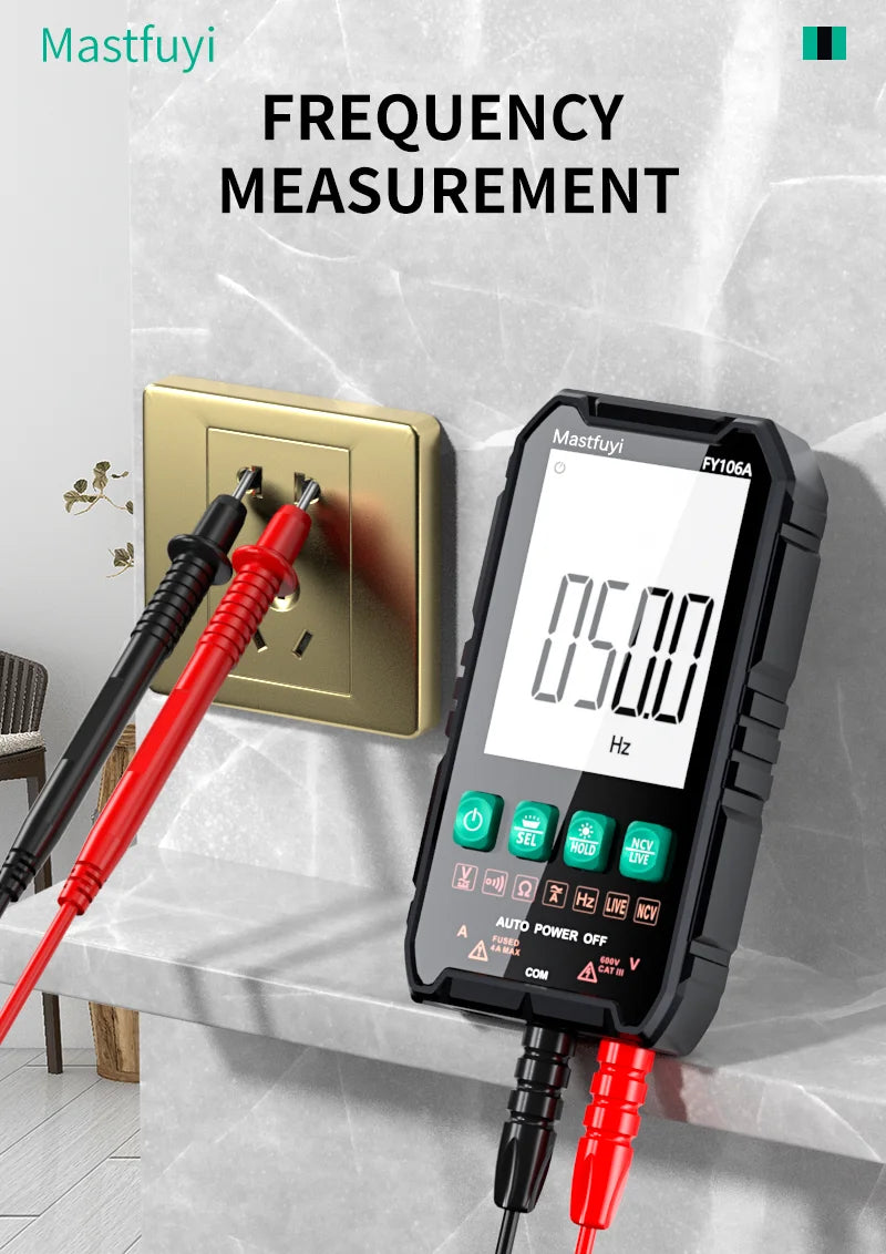 MASTFUYI Digital Multimeter – True RMS Auto-Range Volt/Amp/Ohm Tester