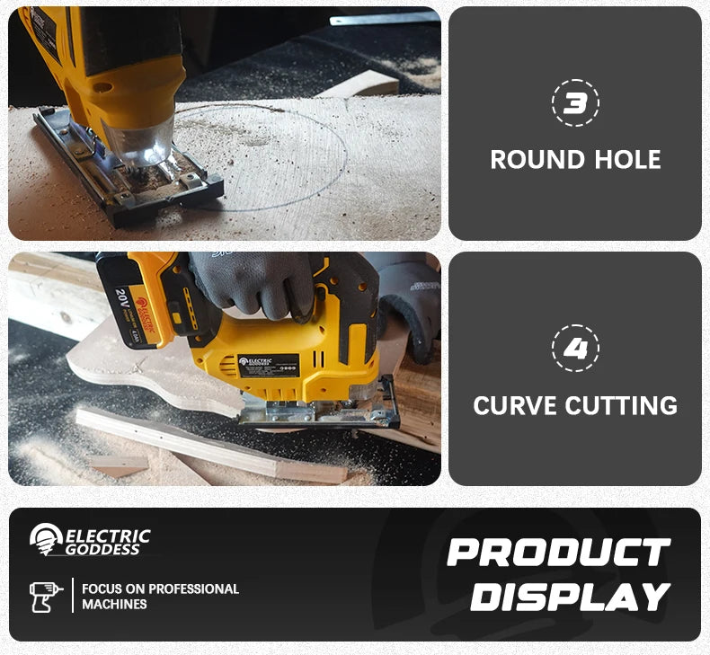 Electric Goddess Cordless Jig Saw – 2700RPM, 3-Speed, Fits Dewalt 20V