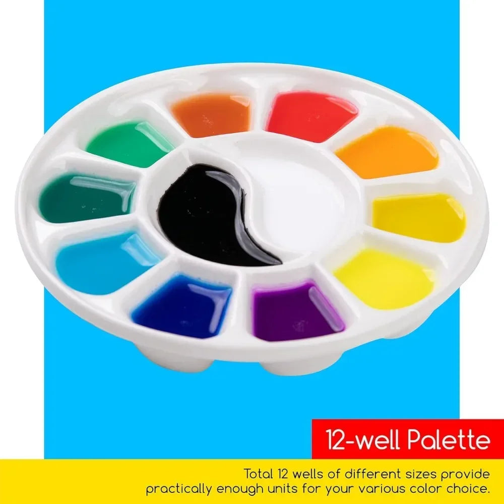 12-Well Round Porcelain Watercolor Palette